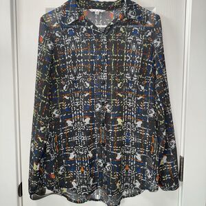 Womens CAbi Festival Blouse Sheer Long Sleeve Button Front Shirt XS 129